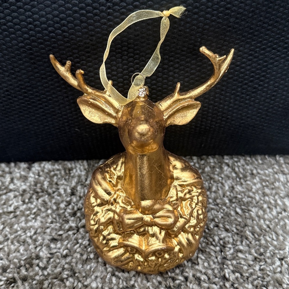 Large Gold Reindeer Ornament.